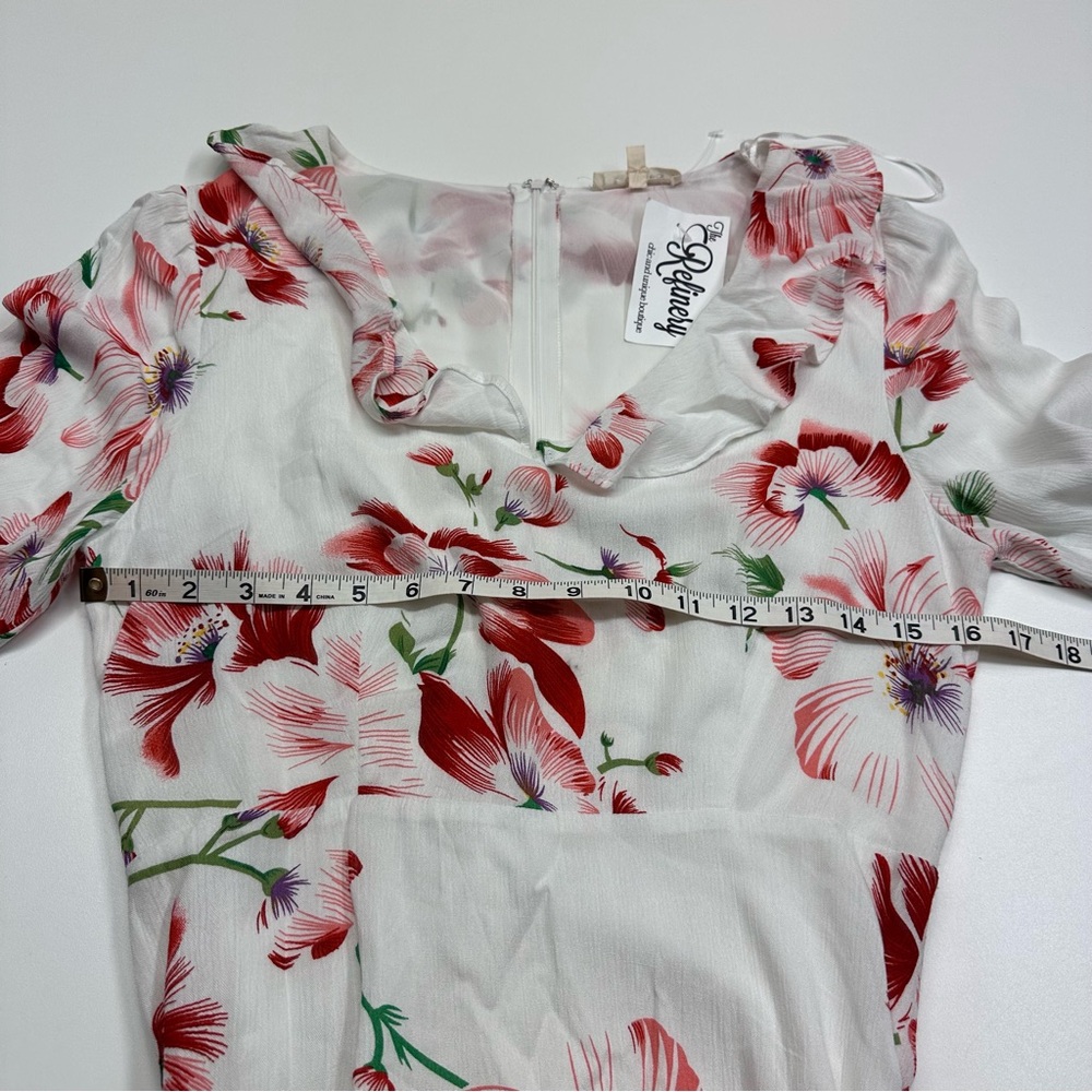 Promesa Cottagecore White Floral High Low Belted Ruffled Trim Maxi Dress Medium - Picture 8 of 9